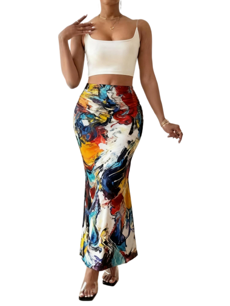 Hot-Selling New Printed High-Waisted Pencil Skirt