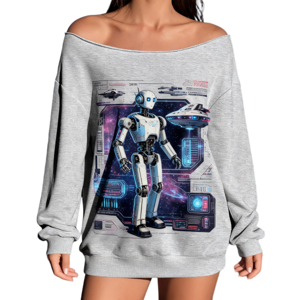 Women's Off-Shoulder Oversized Cotton Casual Sweatshirt