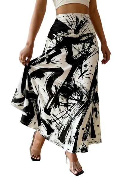 Hot-Selling New Printed High-Waisted Polyester Wrinkle-Free Pencil Skirt