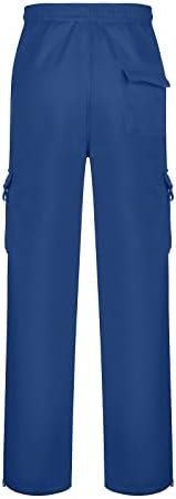 Men's Rope Loosening Waist Solid Color Pocket Trousers Loose Sports Trousers Mens Pants 44x30